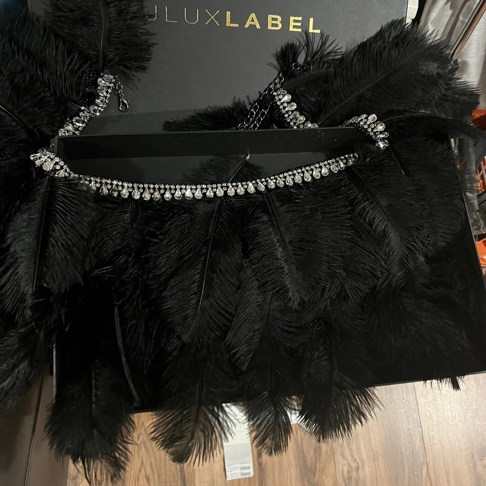 JLUXLABEL Cropped Feather Top - Picture 3 of 8